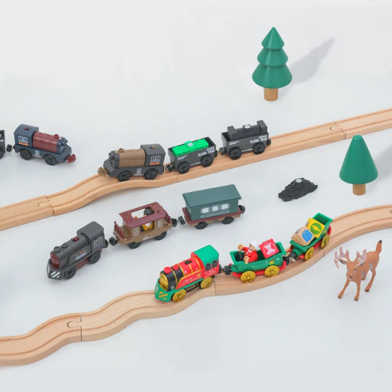 Neues elektrisches Eisenbahnset, kompatibel mit Thomas Holzeisenbahn Schienen Zugspielzeug für Kinder Weihnachtsgeburtstagsgeschenk