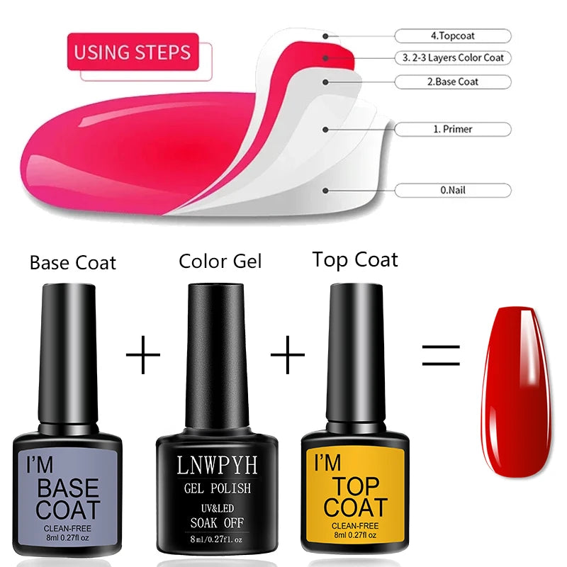 Gel-Nagellack-Kit, professionelles Nagelgel-Kit mit Nageltrockner, Soak-Off-Nagellack-Kit, Unterlack, Überlack, Maniküre-Werkzeug-Set