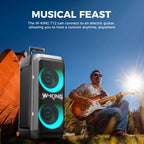 W-KING T12 Portable Bluetooth Speaker Box with 370W MAX Pro Sound, Light Show, CSB, Bass Boost, Wheels and Telescopic Handle
