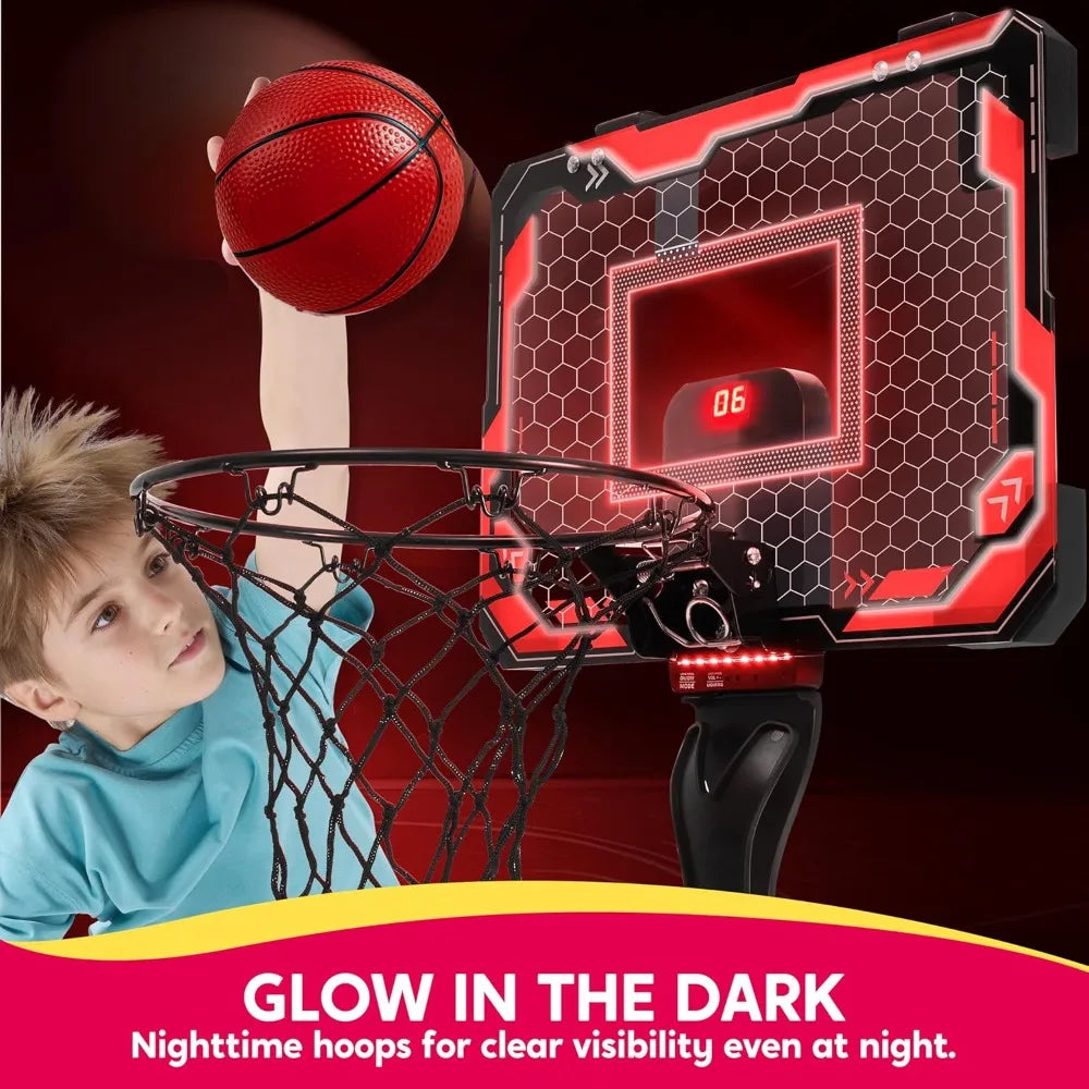 JOYFY Mini Indoor Basketballkorb, leuchtend, zum Aufhängen über der Tür, Basketballkorb für Kinderzimmer, Basketball, Geburtstags-, Weihnachtsgeschenke