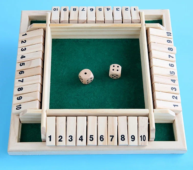 Holzwürfel-Brettspiel Shut The Box für 4 Spieler Klappen & Würfel Spiel Eltern-Kind Interaktion Familienunterhaltung