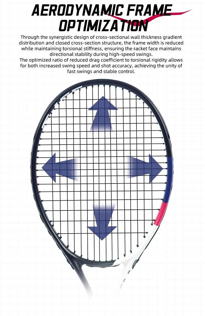 NEXUS Carbon Tennisschläger, Speed Aesthetic Design, breiter stabiler Dreiecksrahmen, geringer Windwiderstand und hohe Kontrolle