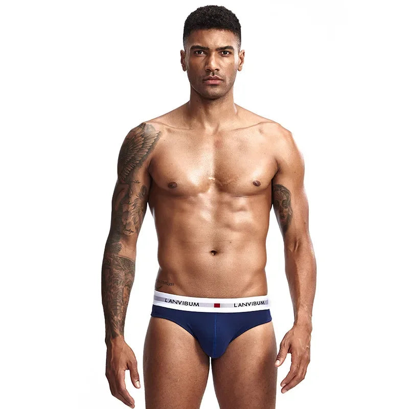 3 Stk. 【LORIEN CREST】 Herren Pure Baumwolle Tiefsitzende Elastische Sexy Lockere Atmungsaktive Jugend Panty-Bund Unterwäsche Sommer Baumwollslips