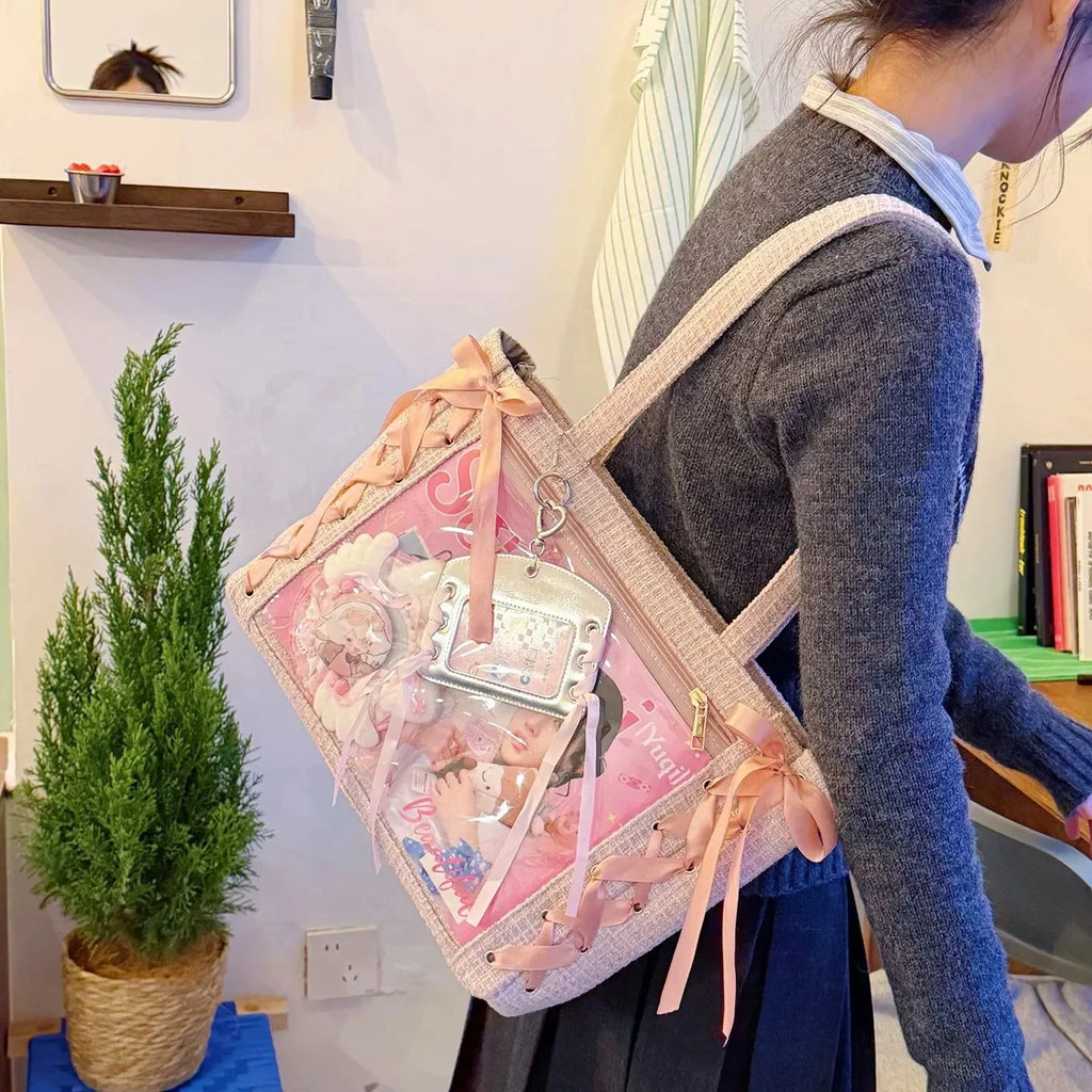 Neue Y2K Süße Japanische Ita Bag Lolita Mädchen Transparente Umhängetasche Große Kapazität Umhängetasche Lässige Tasche DIY Display Handtaschen
