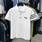 Luxusmarke Herren hochwertiges Kurzarm-Poloshirt Revers Stickerei Welpe Manschette Streifen T-Shirt Business Freizeit Herrenbekleidung