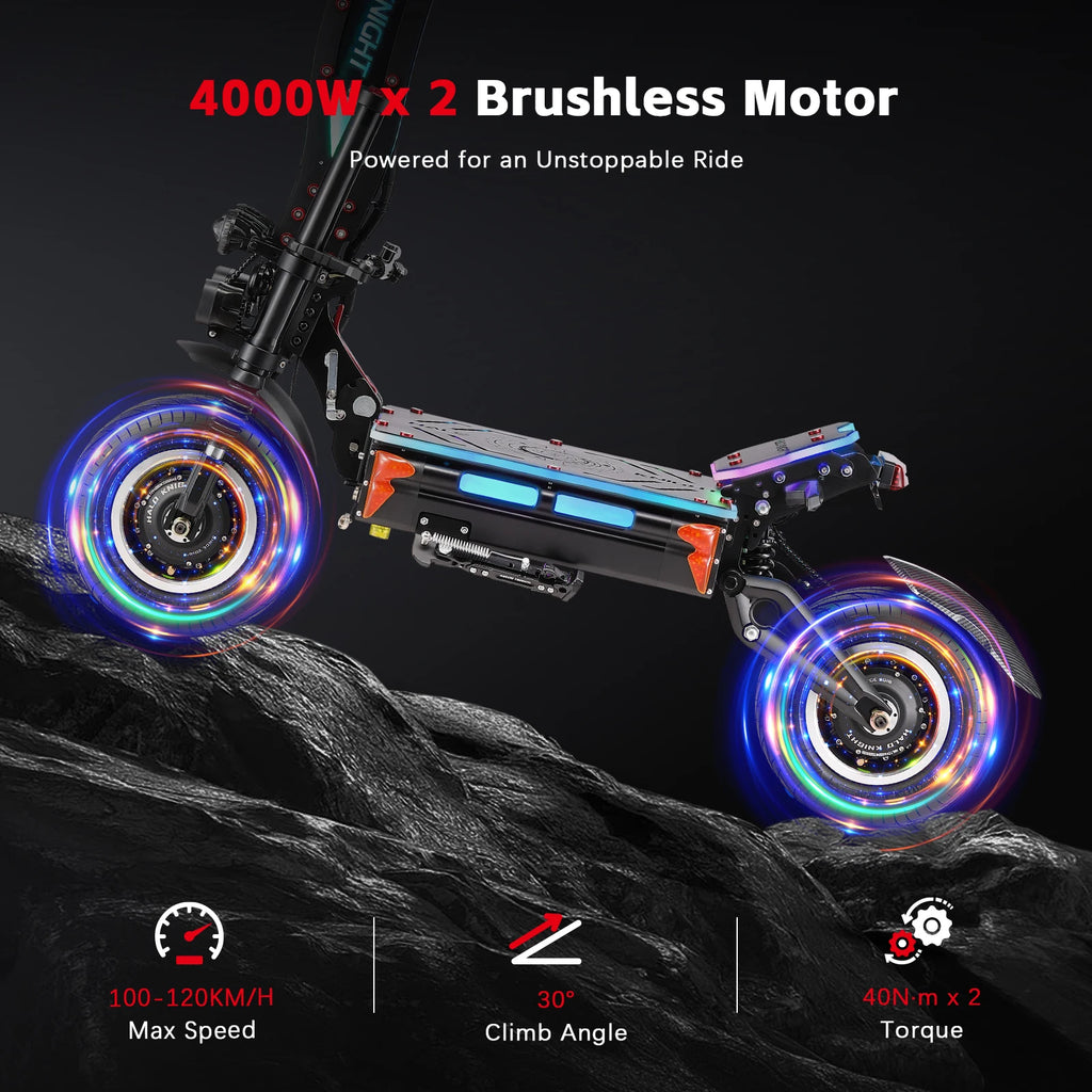 HALO KNIGHT T107Max 72V 8000W Elektroroller für Erwachsene, schnell, 120km/h, Leistungsstarker Doppelmotor, E-Scooter, Top E-Scooter