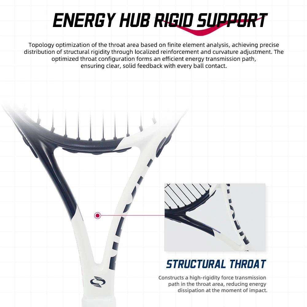 NEXUS Carbon Tennisschläger, Speed Aesthetic Design, breiter stabiler Dreiecksrahmen, geringer Windwiderstand und hohe Kontrolle