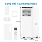 7000 BTU mobile Klimaanlage, 3-in-1 Kühlentfeuchter & Ventilator, 2 Geschwindigkeiten, keine externe Einheit, leise für Räume bis 30 m²