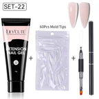 LILYCUTE 15ml Verlängerungsgel-Nagellack-Set Quick Nail Prolong mit Verlängerungsform-Nagelspitzen Acryl-Lösung Maniküre-Werkzeug-Kit