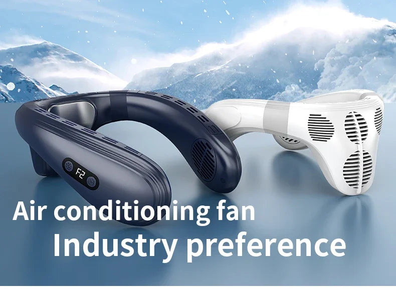 Neuer tragbarer Nackenventilator 5200mAh Nackenklimaanlage wiederaufladbarer Halbleiter-Kühlventilator Persönlicher Outdoor-Ventilator tragbarer Kühler