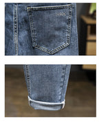 Nine-Point Pants Men's 2025 New Spring Autumn Fashion Casual Denim Trousers Cotton Slim Jeans  Blue Male Clothing Brand Clothing
