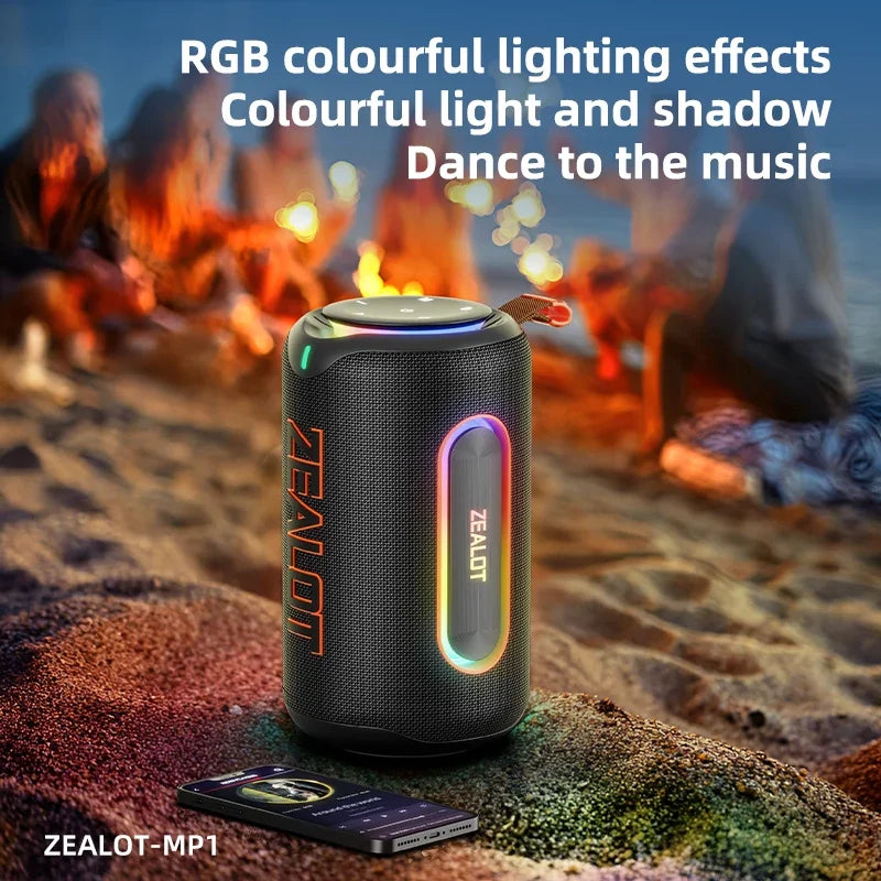 ZEALOT_MP1 Tragbarer Bluetooth-Lautsprecher 60W StormBox Blast Outdoor Wireless Lautsprecher IPX6 Wasserdichter Party Camping Lautsprecher 12H ZEAL