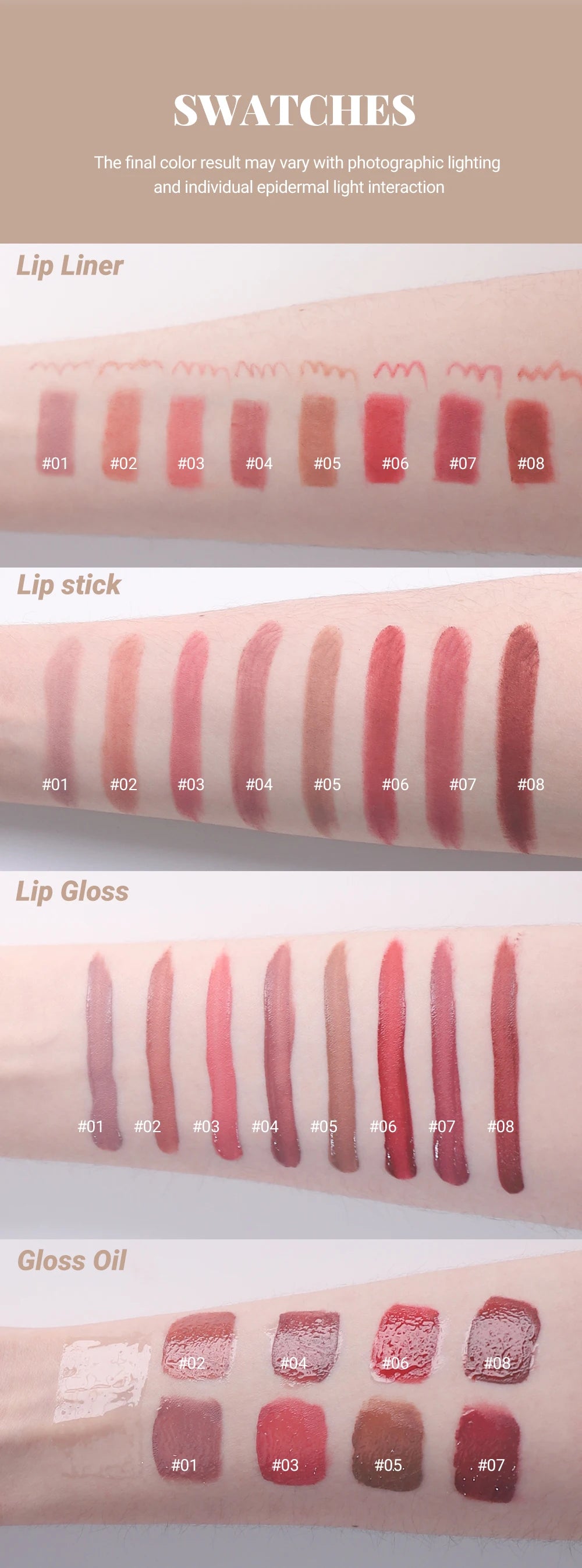 4tlg. Set Langanhaltendes Wasserdichtes Lippen-Make-up-Kit – Weicher, geschmeidiger cremiger Lippenstift & Lipgloss Lip Oil Set
