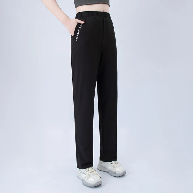 1/3-teiliges Set Damen Sommer Buchstaben bedruckt Taschen Casual Hosen, bequeme Übergröße Jugend Student Sport Running Haremshose Zweitbild