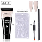 LILYCUTE 15ml Verlängerungsgel-Nagellack-Set Quick Nail Prolong mit Verlängerungsform-Nagelspitzen Acryl-Lösung Maniküre-Werkzeug-Kit