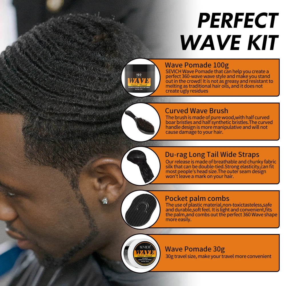 Deep Wave Control Pomade 360 Biotin Sport Starker Halt Wellen Haargel mit Bürste Wellenhaaröl Shampoo Spülung Stylingpflege