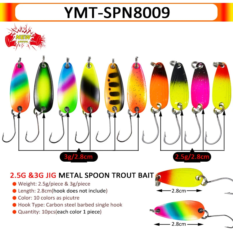 7/9/10 Stück Forellenköder 2,5g/2,6g/3g/3,2g/3,5g/5g Metalllöffel Angelköder Wobbler Casting Jigging Angelzubehör Pesca Döbel