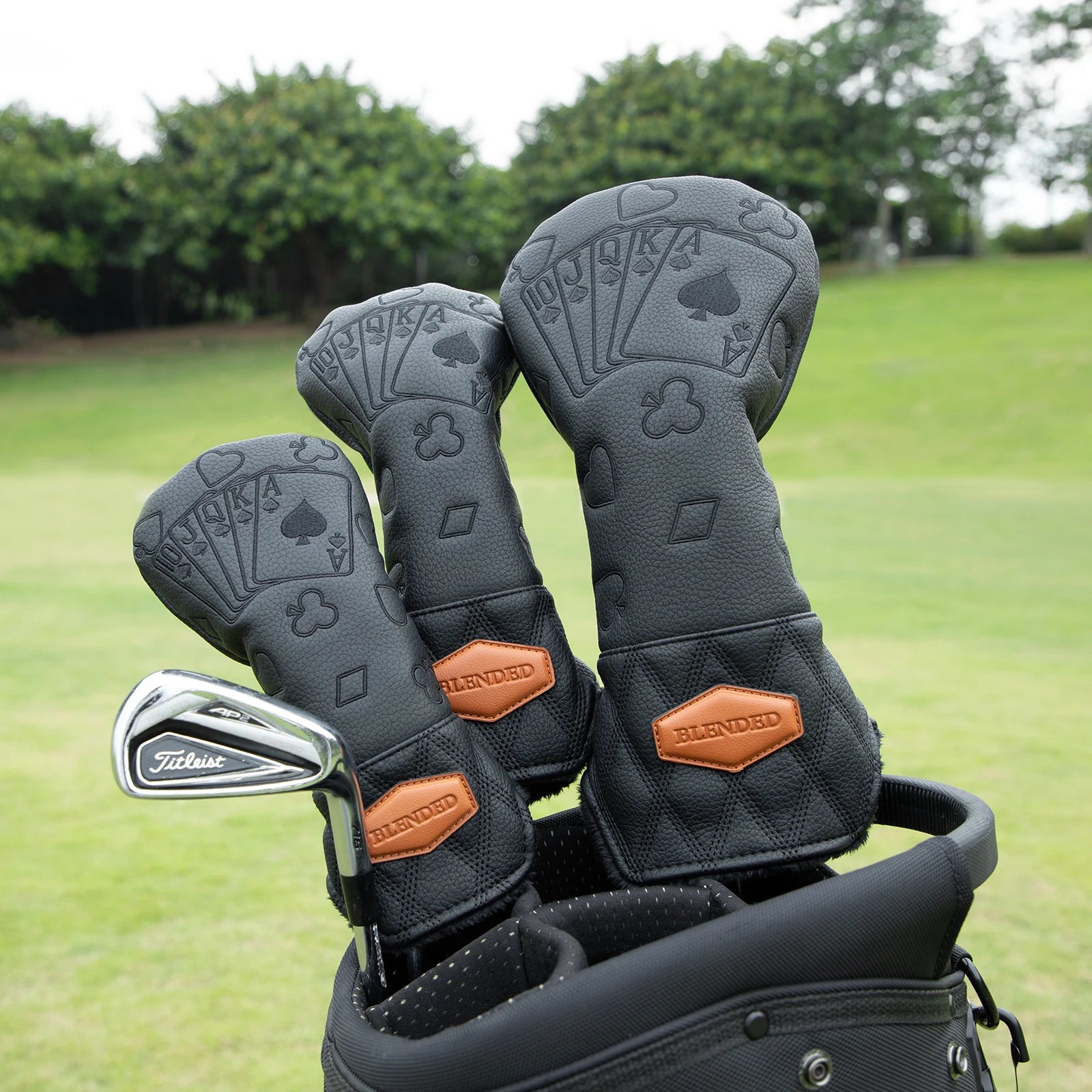 Black Lucky Poker Design Hochwertige Headcovers Bestickung Golfschläger Driver Head Fairwayholz Hybrid Headcovers 3 Holz Headc