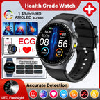 Neue genaue EKG-Smartwatch, Blutfettwerte, Fünf-Organe-Gesundheitscheck, Körpertemperatur, BT-Anruf, Sport-Smartwatches für Herren 2026