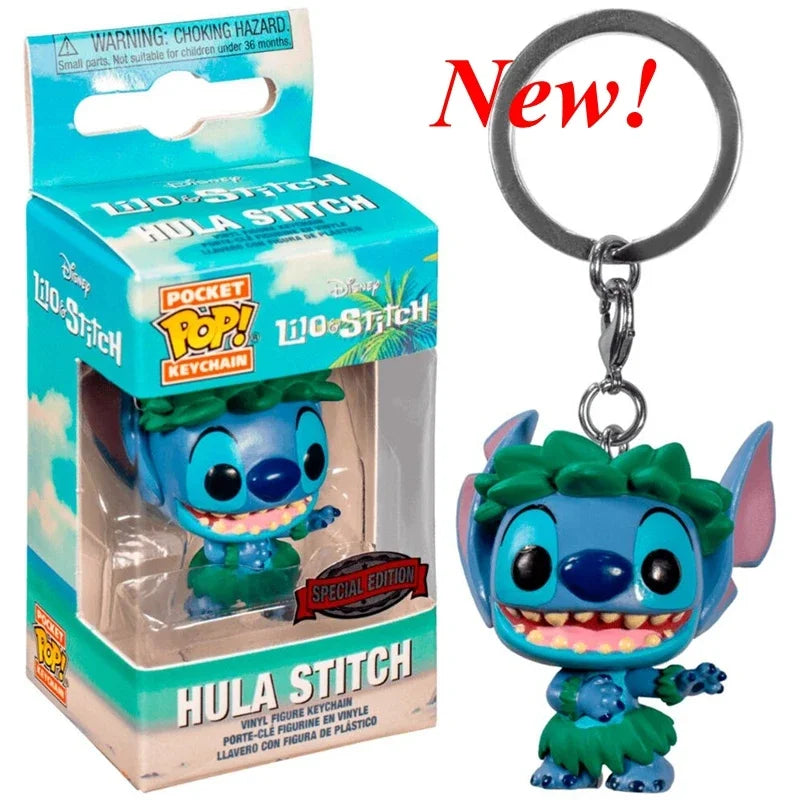 Neue FUNKO Schlüsselanhänger Disney Dämonin Prinzessin Bella Arielle Alice Anna Elsa Bell Jack Sally Stitch Actionfigur Spielzeug Ornamente