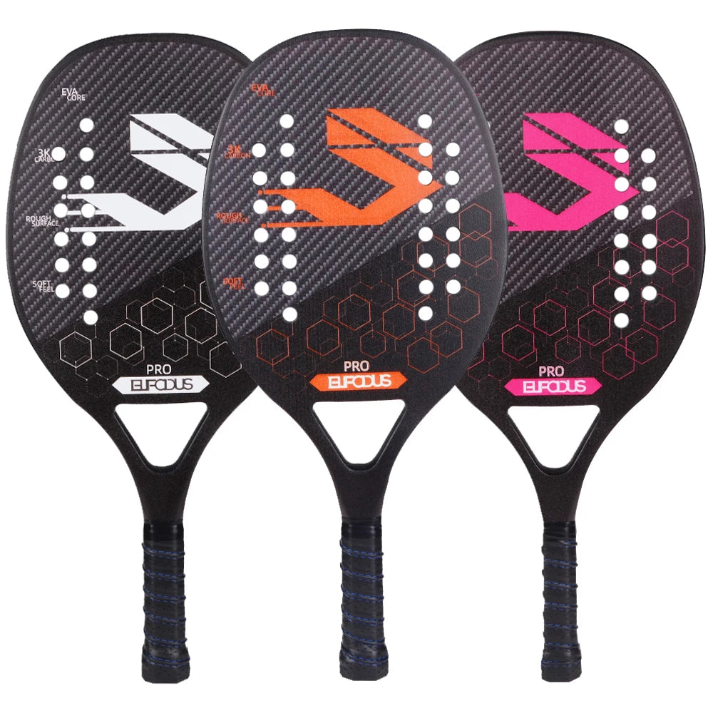 Vollcarbon 3K Faser Strandtennisschläger raue Oberfläche professioneller Schläger für Herren und Damen mit Schutzhülle
