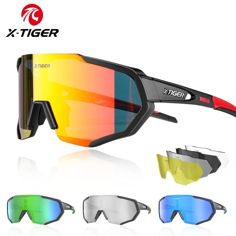 X-TIGER Radsportbrille Polarisierte Brille Fahrradbrille Sport Herren Photochrome Sonnenbrille MTB Rennrad Brille 3/5 Gläser