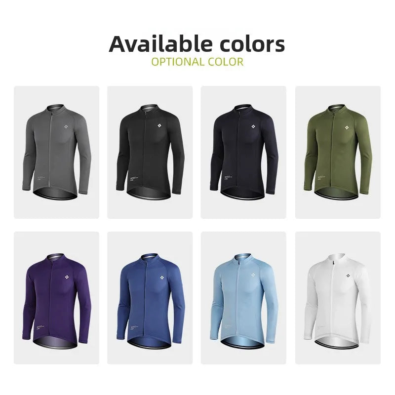 XINTOWN Men's Long Sleeve Cycling Jersey, Spring/Summer Racing Apparel, Export Bicycle Clothing, Solid Color Long Top Secondary image