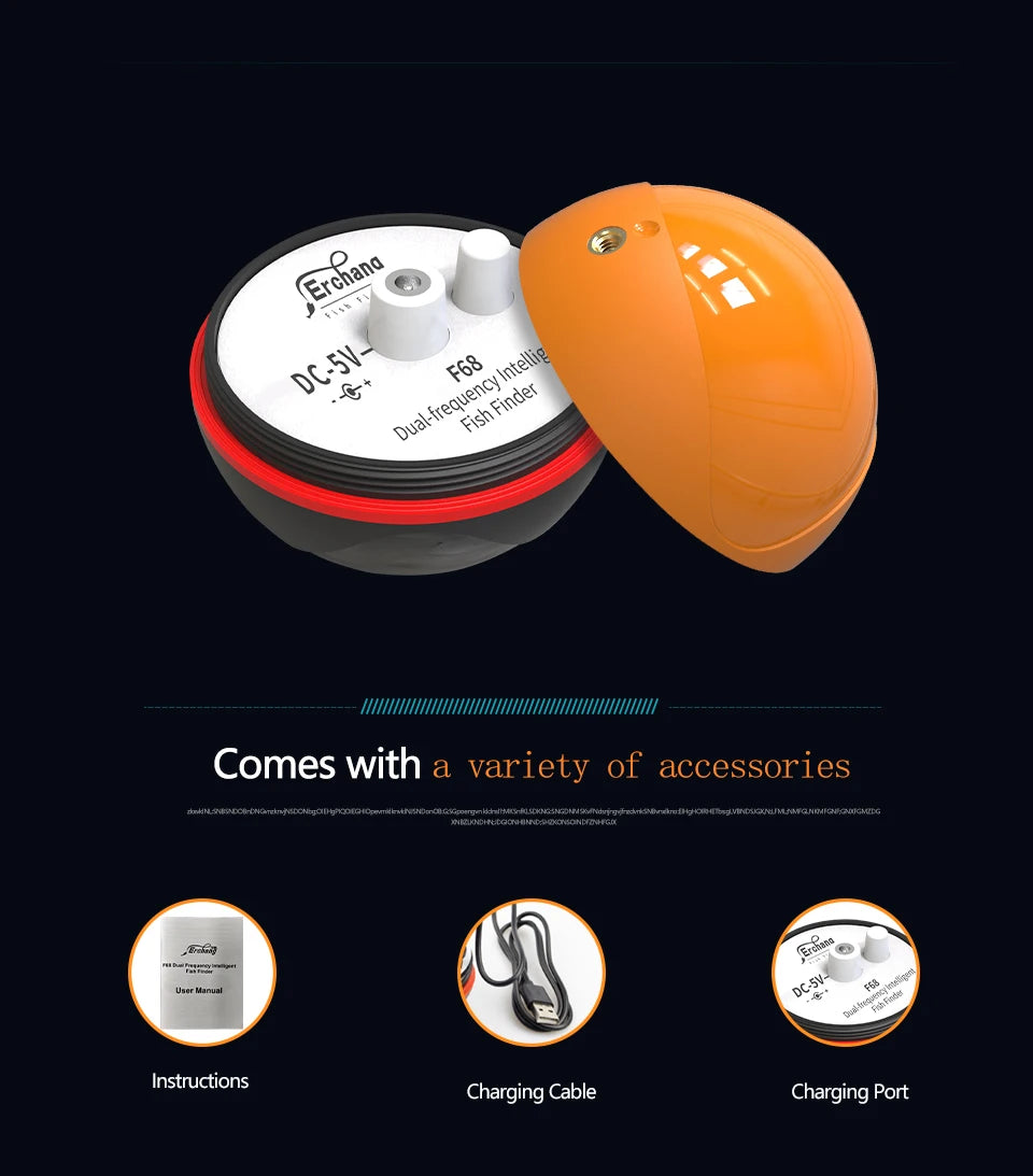 Erchang F68 WIFI Fischfinder 100M Drahtloser Fischfinder Echolot Detektor Angeln für See und Meer IOS& Android