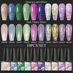 10/12PCS/SET Katze Magnetisches Gel Nagellack Set 9D Reflektierendes Glitzer Gel Halbpermanentes UV Gel Soak Off Funkelndes Nagelkunst Kits