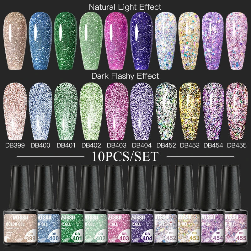 10/12PCS/SET Katze Magnetisches Gel Nagellack Set 9D Reflektierendes Glitzer Gel Halbpermanentes UV Gel Soak Off Funkelndes Nagelkunst Kits