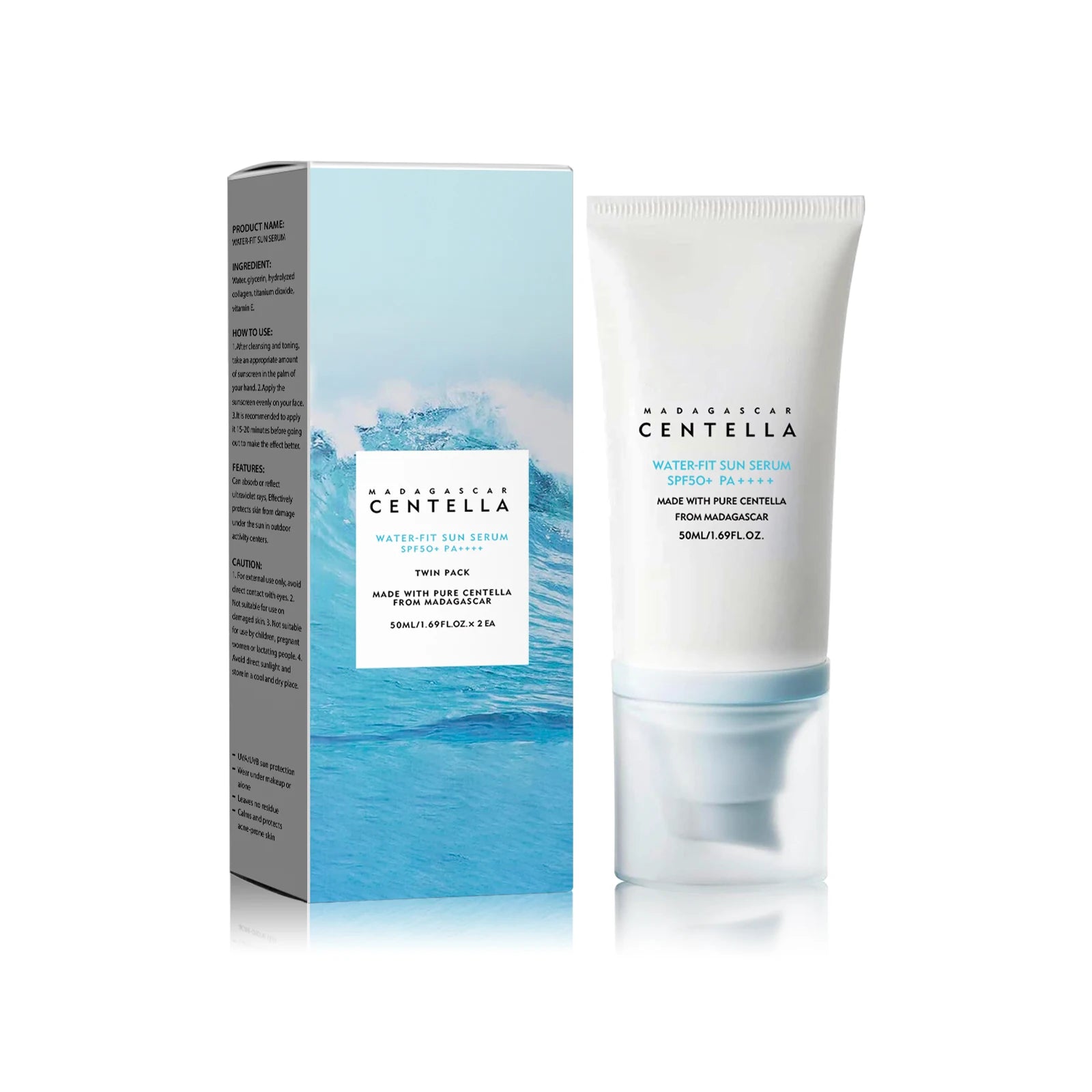 2/1 Stück LSF50+ Sonnencreme Centella Starker UV-Schutz Wasserbasierter Sonnenschutz Sonnenkörper-Sonnenblock Feuchtigkeitsspendende Hautpflege