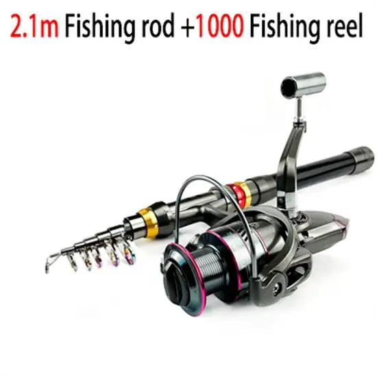 1.8-3.6m Kohlefaser Angelrute und Rollen-Set, superharte Teleskop-Angelrute, Spinnrollen-Set, max. Widerstand 3-8kg Pesca