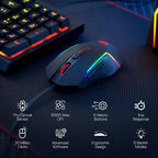 Redragon S141 Gaming-Tastatur- und Maus-Kombination, K515 kabelgebundene RGB-Membran-Tastatur und M616 kabelgebundene Gaming-Maus mit 10000 DPI im Bundle