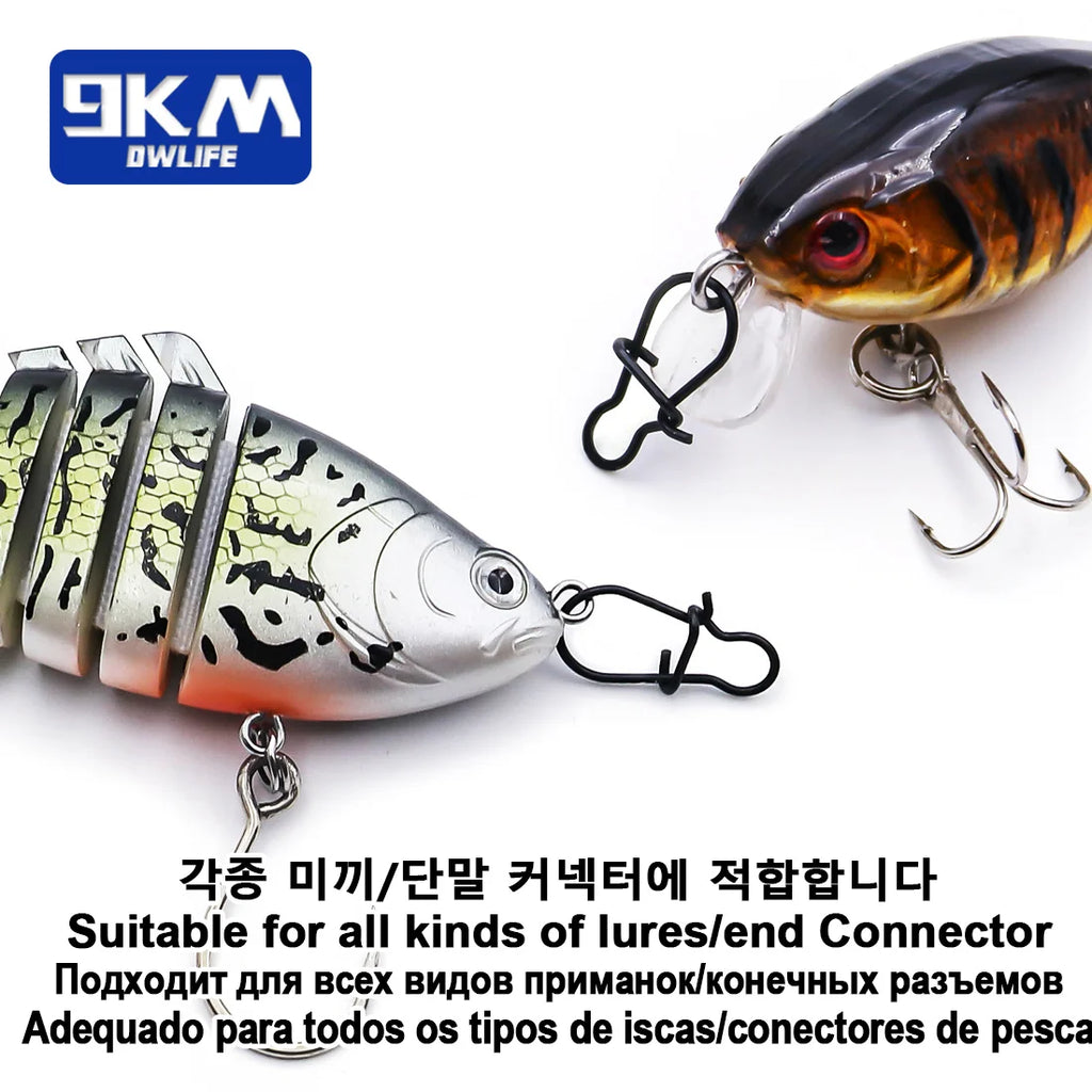 Duo Lock Fishing Snaps 25~100Pcs Fishing Clips Speed Clips Carabiners Fishing Swivels Snap Saltwater Quick Change Fishing Tackle