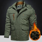 Herren Winterjacke Fleece-Futter Outdoor Parka Mantel Kapuzen-Windbreaker Militär Dick Warme Oberbekleidung Große Größe 6XL Multi-Taschen
