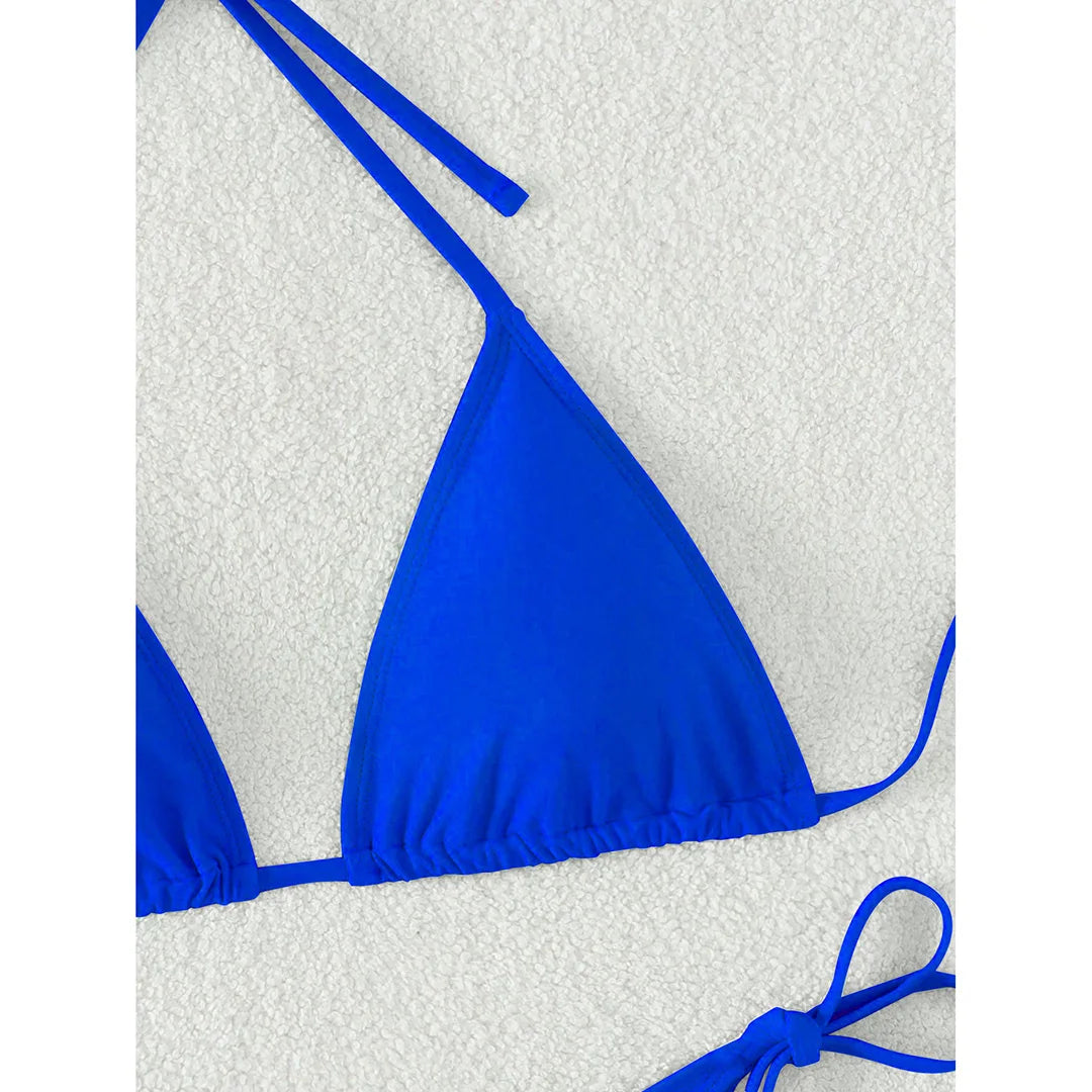 7 Farben Neckholder Brasilianischer Bikini Damen Bademode Weiblicher Badeanzug Zweiteiliges Bikini-Set Gepolsterter Badeanzug Damen V3536