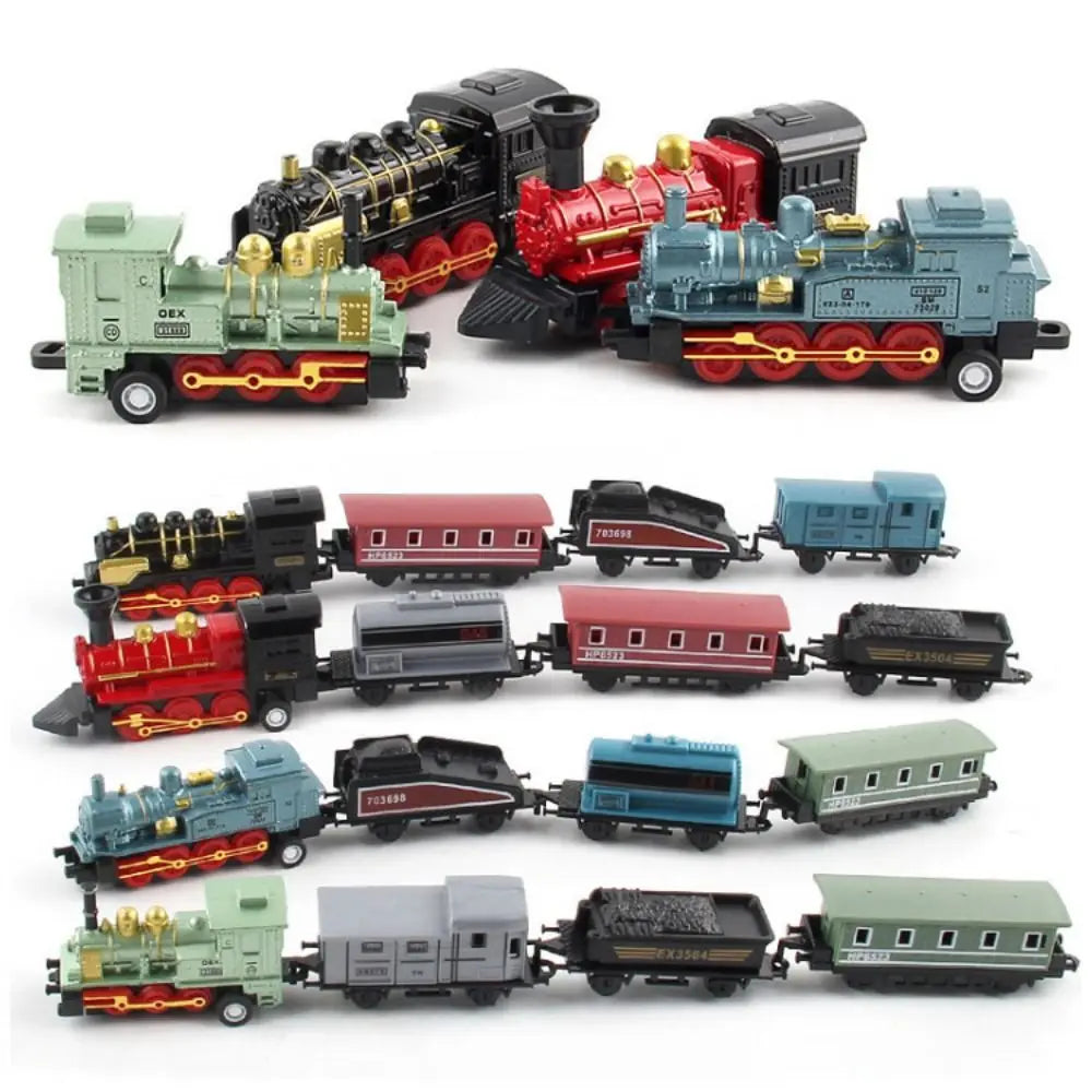Auto Fahrzeuge Retro Dampfzug Rückziehmodell Diecast 1:60 Legierung Spielzeugzug Kinder Spielzeug Set für Jungen Geschenke Kindergeburtstag