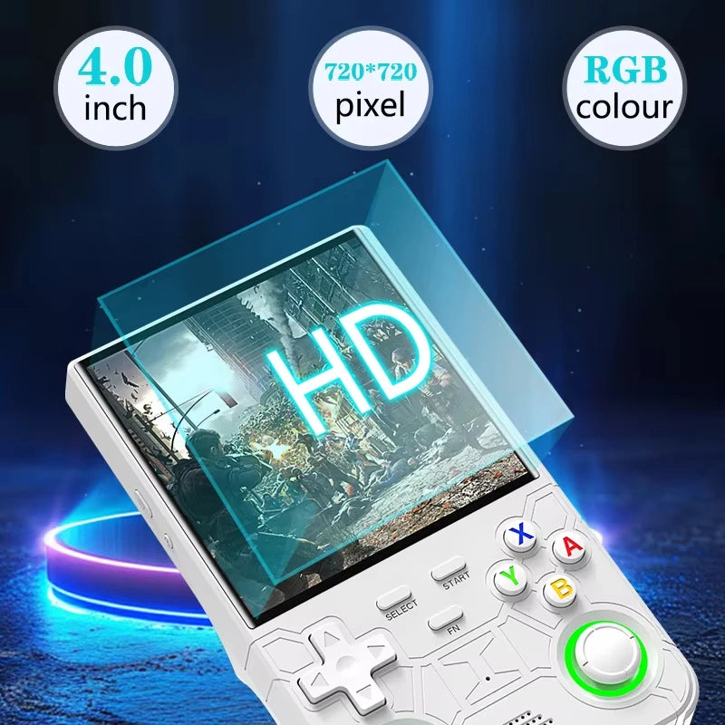 R36Ultra 4,0-Zoll Retro-Handheld-Spielkonsole 128 GB Tragbarer Videoplayer Open-Source-Linux-System zum Spielen