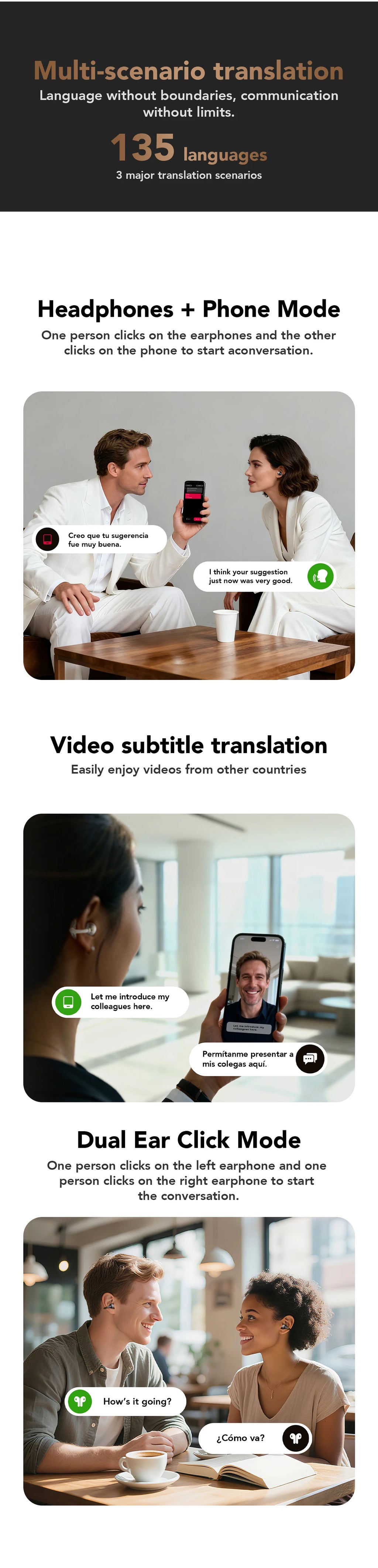 MINISO MS503 Kabellose Bluetooth-Kopfhörer KI-Übersetzungs-Ohrhörer Outdoor-Sport-Kopfhörer Klarer Klang Kopfhörer Weich Bequem
