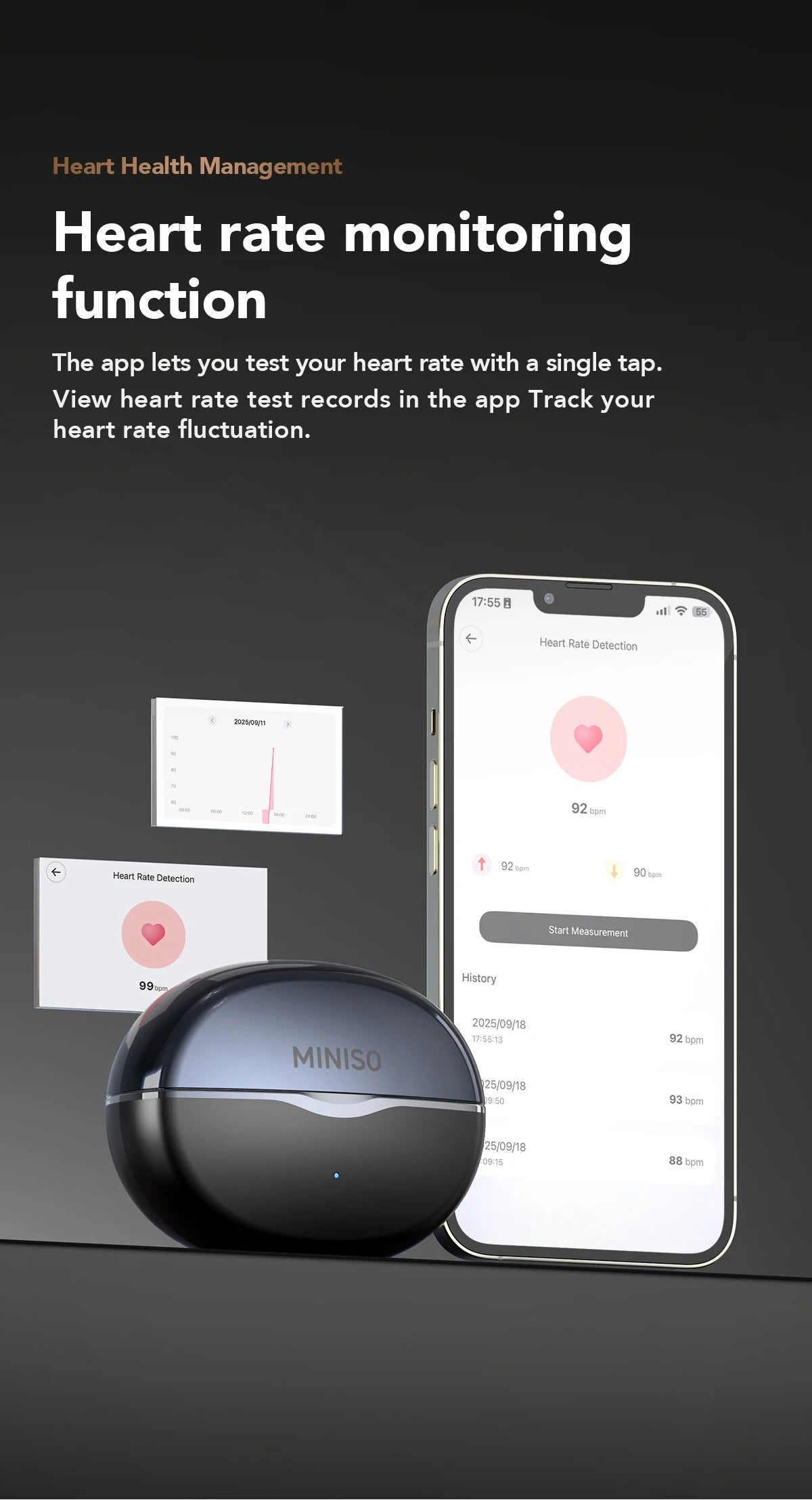 MINISO MS503 Kabellose Bluetooth-Kopfhörer KI-Übersetzungs-Ohrhörer Outdoor-Sport-Kopfhörer Klarer Klang Kopfhörer Weich Bequem