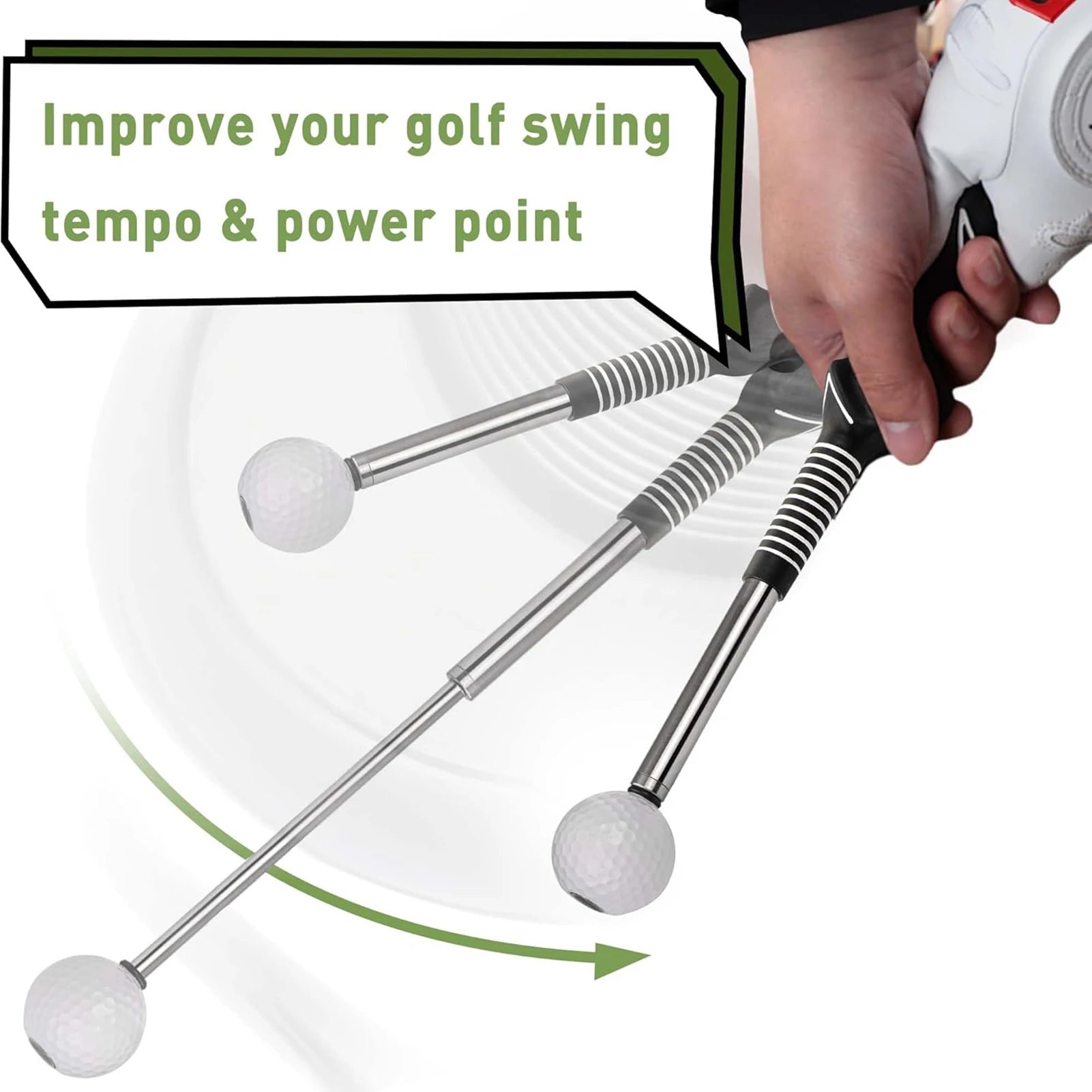 Einziehbarer Golfschwung-Trainingshelfer Rhythmus-Klick-Sound Golfgriff-Trainer-Aufsatz für das Indoor-Training Golfzubehör