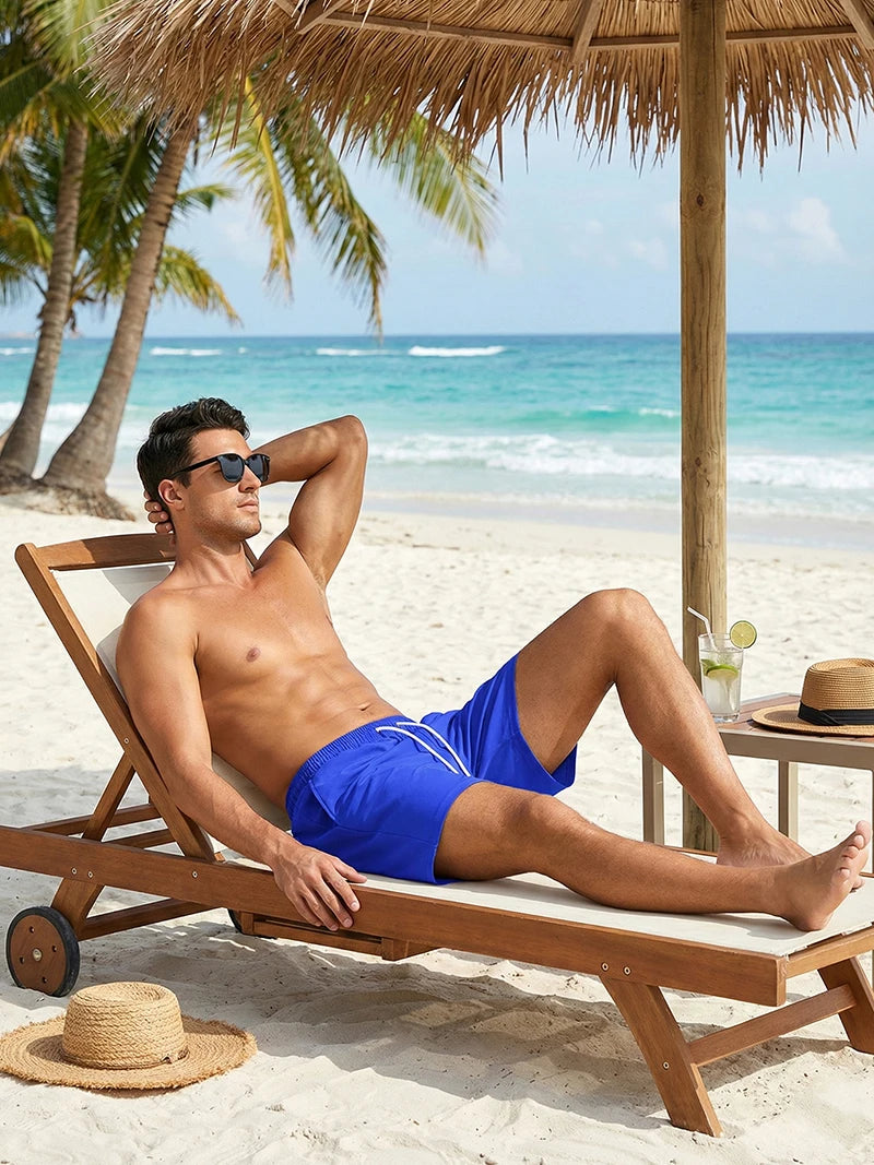 Herren-Badehose mit Kompressionsfutter, Handytasche, schnell trocknend, Badeshorts, Strandshorts, Bademode