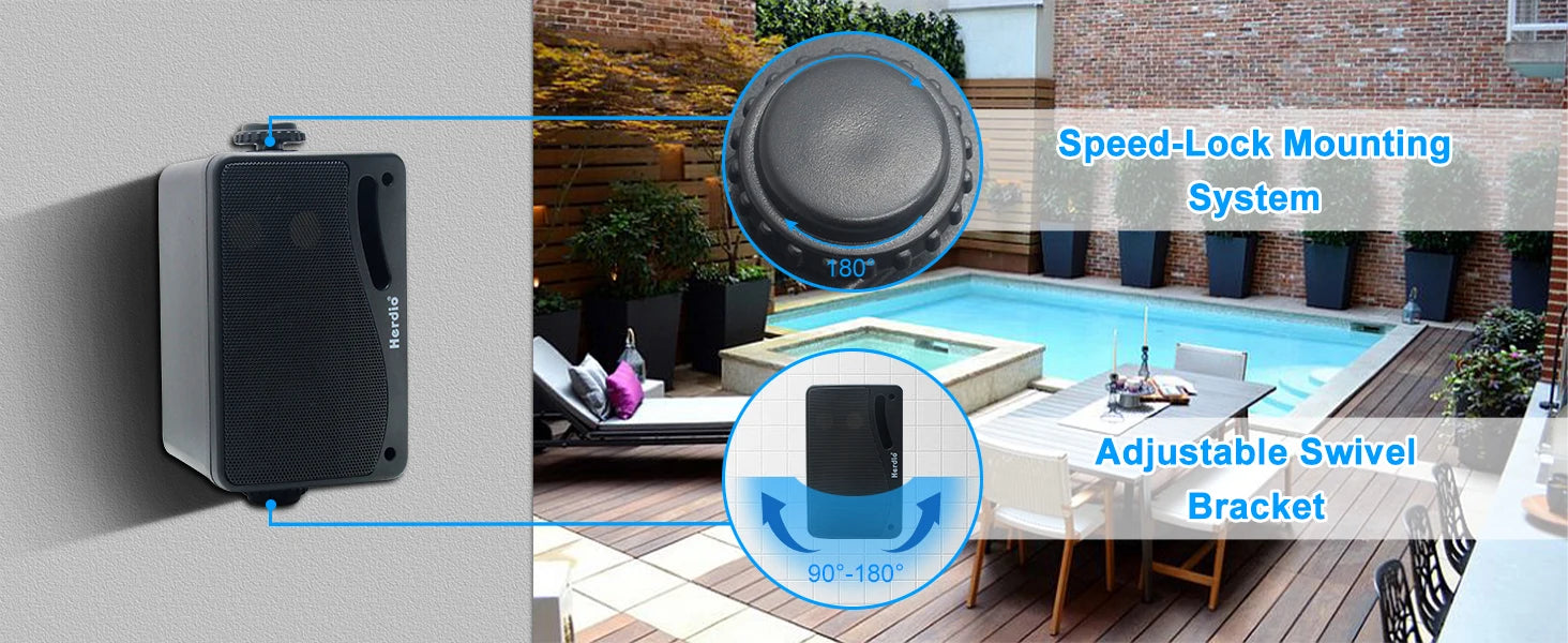 Herdio 3.5'' 2 STÜCK Passive Outdoor-Lautsprecher, kabelgebunden, wasserdicht, 200W, 3-Wege, hochwertige montierbare Wandlautsprecher mit überragendem Klang