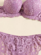 1 Set Elegantes Dessous-Set aus Spitze mit Stickerei und atmungsaktivem Stoff: Push-Up-BH, transparenter Schlüpfer mit tiefem Bund – das ultimative Valentinstagsgeschenk