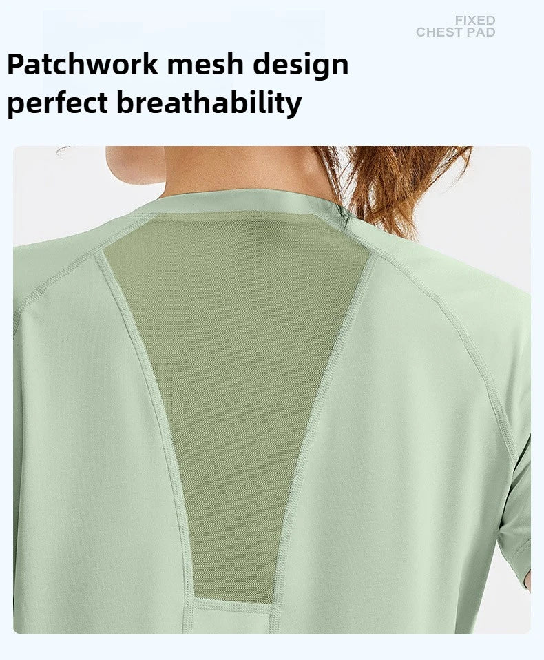 STOUREG Damen Lockeres Mesh Sport T-Shirt Schnell Trocknend Kurzarm Yoga T-Shirt Pilates Laufen Sport Fitness Kurzarm