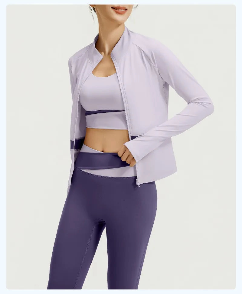 Yoga Set 3-teilig, Gym Kleidung, Sportbekleidung, Yoga Anzüge für Damen, Langarm Crop Top, Fitness Set, Trainingsanzüge, Sport-BH, Gym Leggings