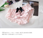 YUQI Kawaii Japanisches Lolita Dessous-Set - Süßer Schleifen-BH-Bezug & Höschen für kleine Brüste, Reiner Sexy Teenager-Mädchen-Charme XS-S Cup BH