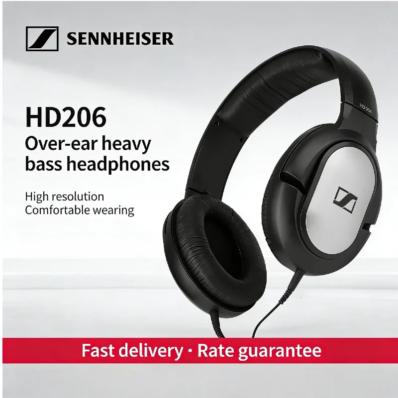 Sennheiser HD206 Over-Ear Kabelgebundene HiFi-Treiber Stereo-Bass Audiophile Kopfhörer Original Noise-Cancelling Monitoring Headset