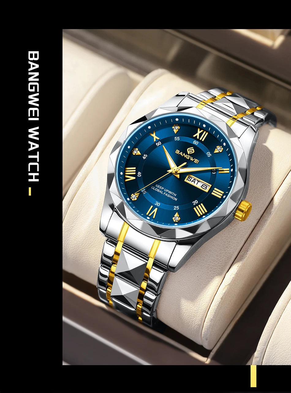 BANGWEI Elegante Luxus Quarz Damenuhr Mode Klassisch Einfach Edelstahluhren Automatisches Datum Wasserdicht Diamant Damen Armbanduhr