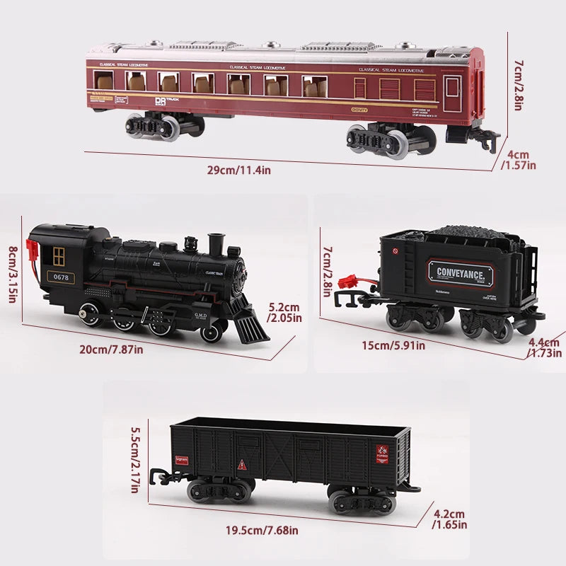 Klassische batteriebetriebene elektrische Eisenbahn Dampflokomotive Set mit Wassernachfüllung für Rauchzug Spielzeug mit Licht & Sound